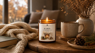 LILIEN Kamin Duftkerze im Glas – gemütliche Kerze mit warmem Kamin-Duft als stilvolle Geschenkidee.