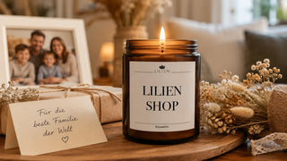 LILIEN Duftkerze aus Sojawachs als persönliches Geschenk für die Familie mit individueller Botschaft