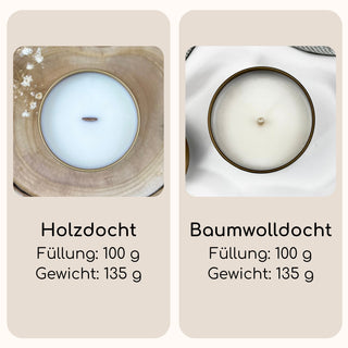 Kerze mit Wunschtext: Dose in Gold, Ø 6,5 cm