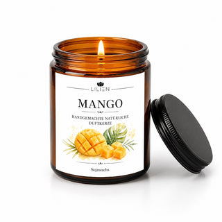 Duftkerze mit Duftnote Mango im Tiegel