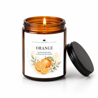 Duftkerze mit Duftnote Orange im Tiegel