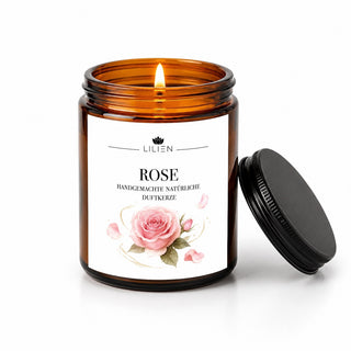 Duftkerze mit Duftnote Rose im Tiegel
