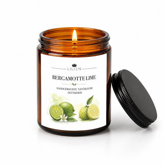 Duftkerze mit Duftnote Bergamotte Lime im Tiegel