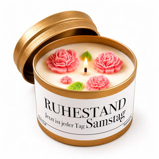 Duftkerze "Ruhestand Jetzt ist jeder Tag Samstag"