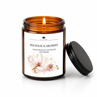 Duftkerze mit Duftnote Magnolie & Orchidee im Tiegel