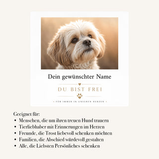 Personalisierte Duftkerze "Du bist frei, für immer in unseren Herzen"