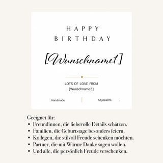 Personalisierte Duftkerze "Happy Birthday, dein Wunschname"