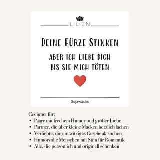 Duftkerze "Deine Fürze stinken, aber ich liebe dich, bis sie mich töten"