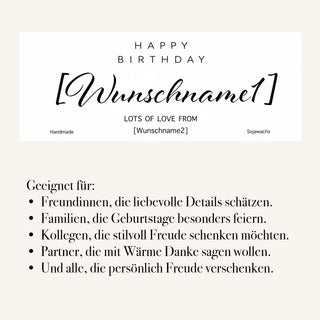 Personalisierte Duftkerze "Happy Birthday, dein Wunschname"