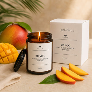 Duftkerze mit Duftnote Mango im Tiegel