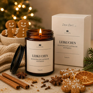 Duftkerze mit Duftnote Lebkuchen im Tiegel