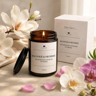 Duftkerze mit Duftnote Magnolie & Orchidee im Tiegel