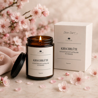 Duftkerze mit Duftnote Kirschblüte im Tiegel