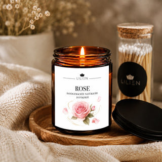 Duftkerze mit Duftnote Rose im Tiegel