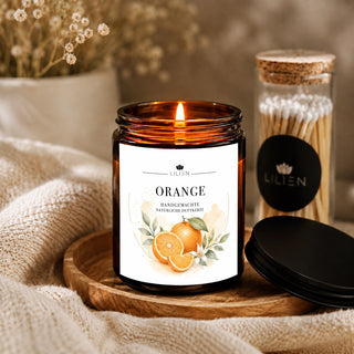 Duftkerze mit Duftnote Orange im Tiegel