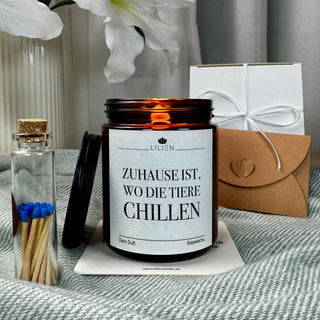 Duftkerze "Zuhause ist, wo die Tiere chillen"