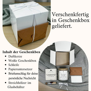 Duftkerze im Glas mit „Wunschtext“