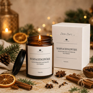 Duftkerze mit Duftnote Weihnachtsgewürze im Tiegel